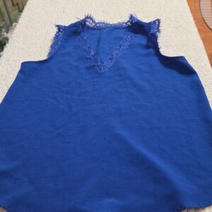 BLUE SLEEVELESS BLOUSE